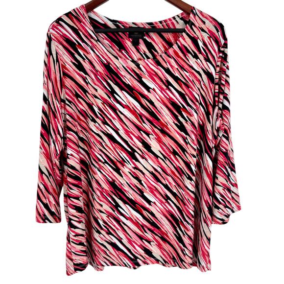 JM Collection Plus Size 2X Pink Super Stretchy Formal Blouse Shirt Top Formal - Picture 1 of 7